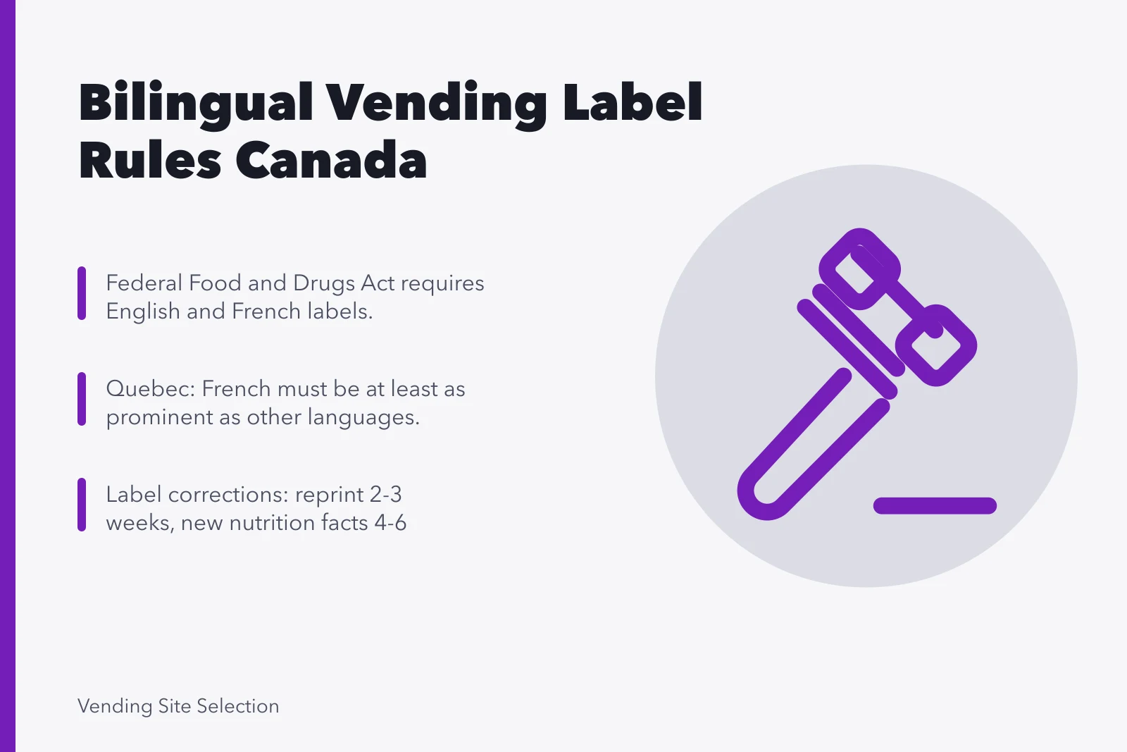 Bilingual vending machine labelling requirements in Canada. Bilingual vending machine labelling requirements in Canada