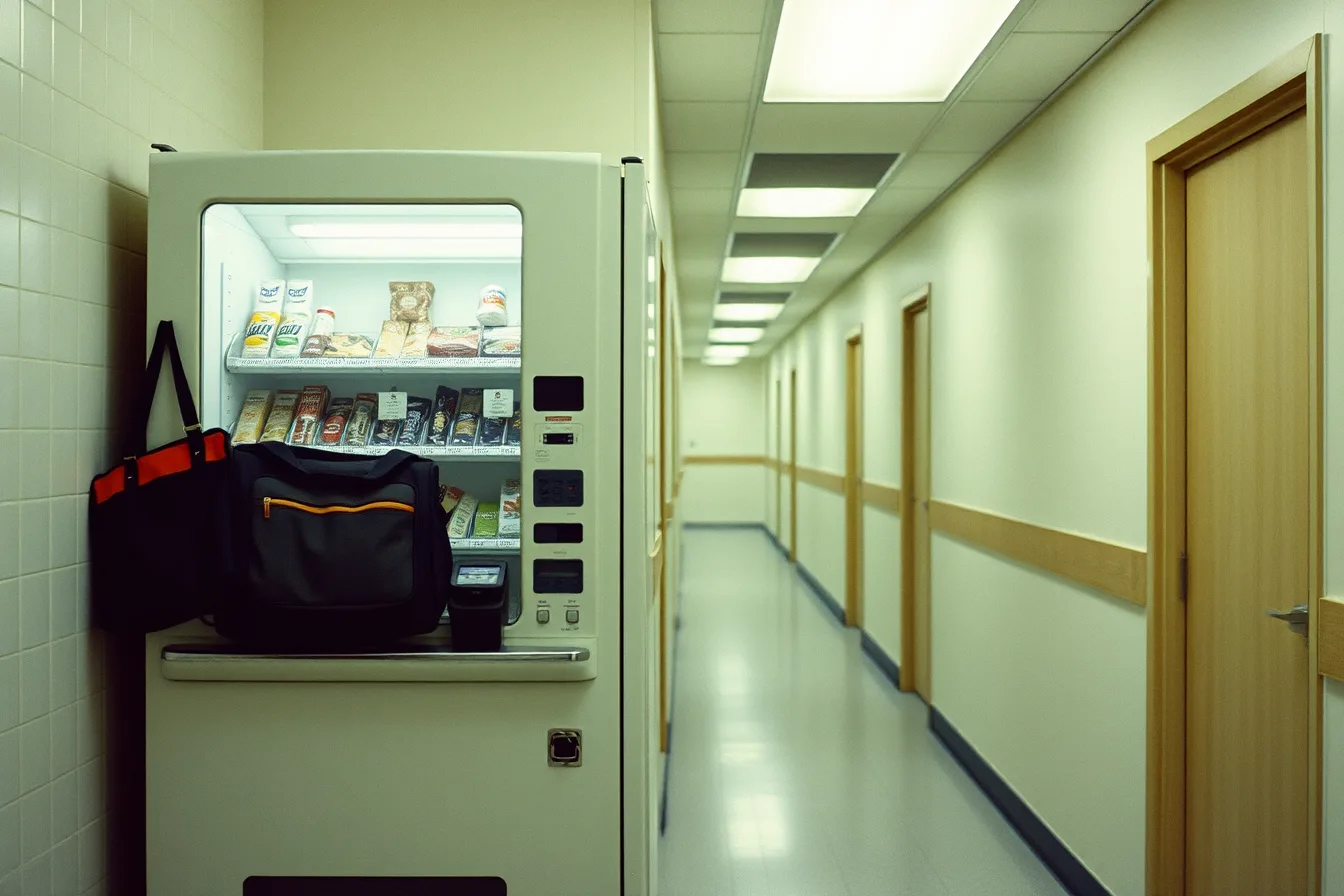 Vending machine open for restocking, worker setting price labels on snack spirals. How to price vending machine services with site economics
