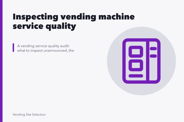 Vending machine at busy hour with one selection sold out. Inspecting vending machine service quality