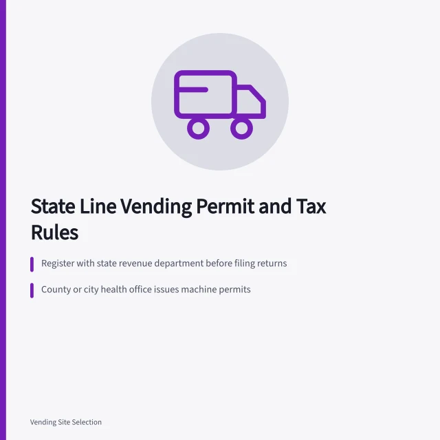 Card on state vending permit and tax rules across borders. State vending permit and tax rules: what changes when you cross a US border