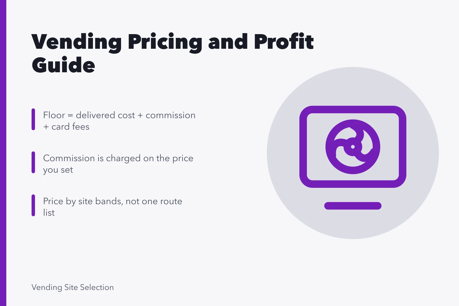 Vending pricing and profit guide with cost floor and site-based pricing. Vending machine pricing and profit guide
