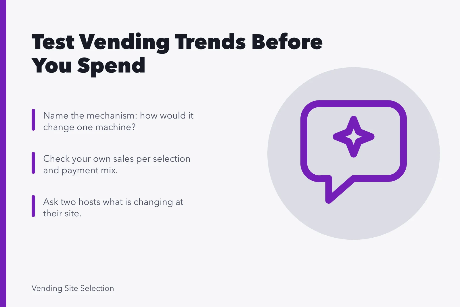 Card: test vending trends against your own machine data before spending. How to vet vending machine demand trends before changing your route